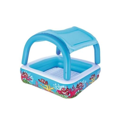 Aufblasbarer Pool für Kinder, quadratisch, mit Dach, Korallenmodell, 147 x 147 x 122 cm, Bestway