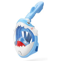 Maschera da snorkeling con tubo per bambini, modello squalo, blu