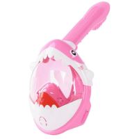 Maschera da snorkeling con tubo per bambini, modello squalo, rosa