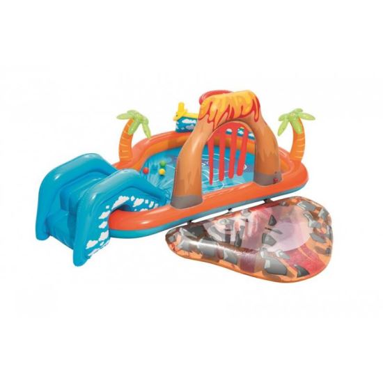 Aufblasbarer Pool für Kinder, zum Spielen, mit Rutsche, 265 x 265 x 104 cm, Bestway Laguna Lava