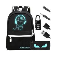  Borsa/zaino intelligente, fosforescente, impermeabile, cavo USB, mini jack, lucchetto, nero, 33x14x42 cm, Kruzzel