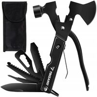 Utensile, coltello multifunzione, 17 in 1, modello Survival, acciaio inossidabile, con coperchio, Trizand