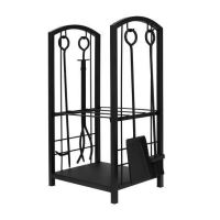Set supporto legna per camino, 2 livelli, con 4 accessori 60 cm, acciaio, 40x30x73 cm
