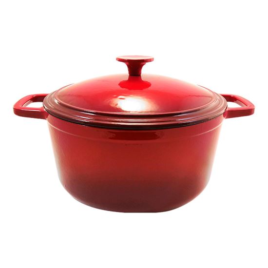 Pentola in ghisa smaltata con coperchio, rossa, 5,2 L, Perfect Home