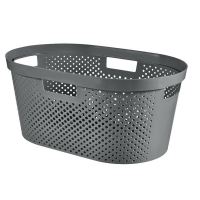 Cesta per la biancheria, 4 manici, plastica, antracite, 40 L, 59x39x27 cm, Infinity Recycled, Curver