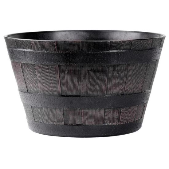 Decorative flower pot, round, wooden model, teak, 38x28 cm