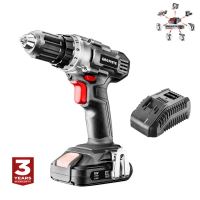 Boormachine, schroef(boor), met 2 Ah accu, lader, 18 V Li-ion, boorkop 0,8-10 mm, Graphite Energy