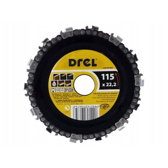 Disco da taglio per legno, con catena, 115 mm, Drel