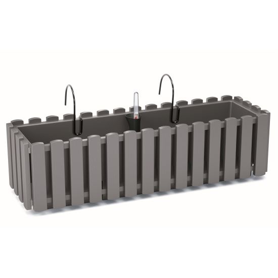 Decorative planter, metal support, irrigation system, grey, 58x18x16.2 cm, Boardee Fencycase W