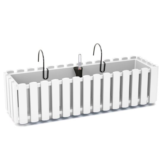 Fioriera decorativa, supporto in metallo, sistema di irrigazione, bianco, 58x18x16,2 cm, Boardee Fencycase W