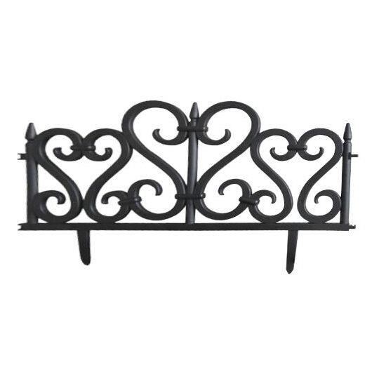 Recinzione da giardino decorativa, plastica nera, set da 4, 59,5x37 cm