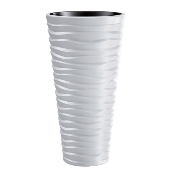 Maceta decorativa, redonda, alta, blanca, 39x75 cm, Sand Slim