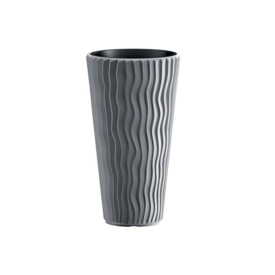 Vaso da fiori decorativo, rotondo, alto, grigio, 29,7x53,1 cm, Sandy