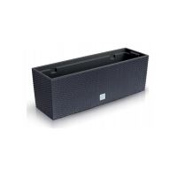 Fioriera decorativa, simil rattan, antracite, 58x18x19,5 cm, Rato Case
