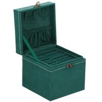Portagioie, velluto, verde, 12x12x12 cm, Springos