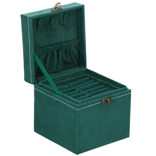Portagioie, velluto, verde, 12x12x12 cm, Springos