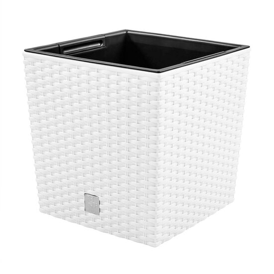 Flower pots, Prosperplast, Rato Low, square, 32 L, imitation rattan, white, 32x32x32.5 cm