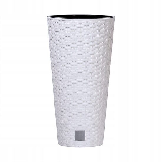 Flower pots, Prosperplast, Rato Tubus, tall round, 15 L, imitation rattan, white, 25x47.6 cm