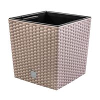 Vasi da fiori, Prosperplast, Rato Low, quadrati, 32 L, simil rattan, marrone, 32x32x32,5 cm