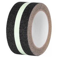Nastro antiscivolo Strend Pro, autoadesivo, extra resistente, 50 mm x 5 m, nero con inserto fosforescente
