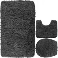 Tappeto da bagno, grigio scuro, set da 3 pezzi, Ruhhy
