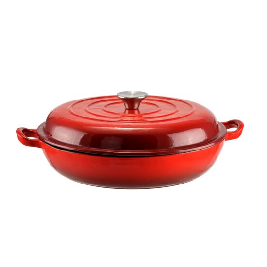 Pentola con coperchio, ghisa smaltata, rossa, 2,5 L, Perfect Home