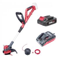 Motosega, decespugliatore, per falciare l'erba, elettrico, con batteria da 2 Ah, caricabatterie agli ioni di litio da 20 V, manico telescopico, 24 cm, Worcraft