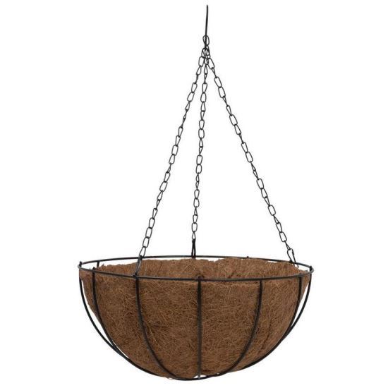 Vaso decorativo con catena, rotondo, cocco, 35x35x17 cm