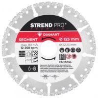 Disco diamantato segmentato, universale, brasato sottovuoto, taglio a umido e a secco, 125 mm, Strend Pro Premium