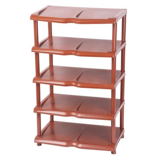 Scarpiera, 5 ripiani, plastica, marrone, 48x30,5x86 cm, Strend Pro​​​​​​