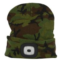 Helm met hoofdlamp, camouflagemodel, 4 x SMD LED