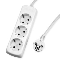 Prolunga elettrica con messa a terra e protezione bambini, 3 prese, cavo 1,4 m