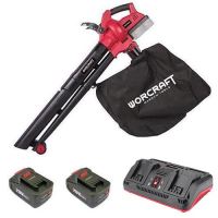 Aspirafoglie, con 2 batterie da 4 Ah, caricabatterie Li-ion 2x20V, sacco di raccolta, Worcraft