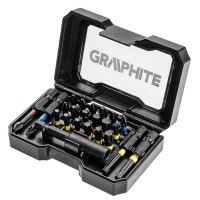 Punte a percussione, punte, con adattatore magnetico, set da 23 pezzi, 25-50 mm, Grafite
