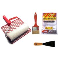Set da pittore n. 4, rotolo griglia, spatola, pennello, pellicola