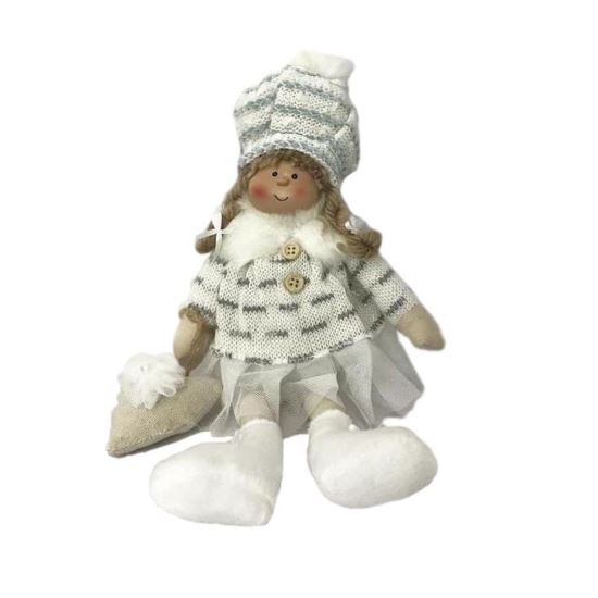 Decorazione natalizia, ragazza, bianco-grigio, 22 cm