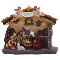 Decorazione natalizia, Betlemme, poliresina, LED, 3xAA, 36x15x29 cm