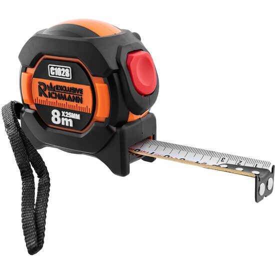 Roulette magnetica con gancio, 8 mx 25 mm, doppia iscrizione, Richmann Exclusive