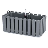 Fioriera decorativa, supporto in metallo, sistema di irrigazione, grigio, 38x18x16,2 cm, Boardee Fencycase W