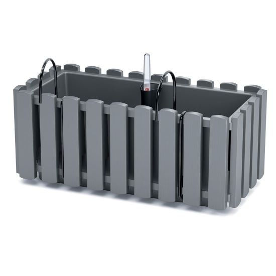 Fioriera decorativa, supporto in metallo, sistema di irrigazione, grigio, 38x18x16,2 cm, Boardee Fencycase W