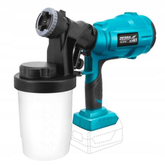Paint gun, 18 V, Li-ion (battery not included), 900 ml, 2.0-2.5 mm, SAS+ALL, Dedra