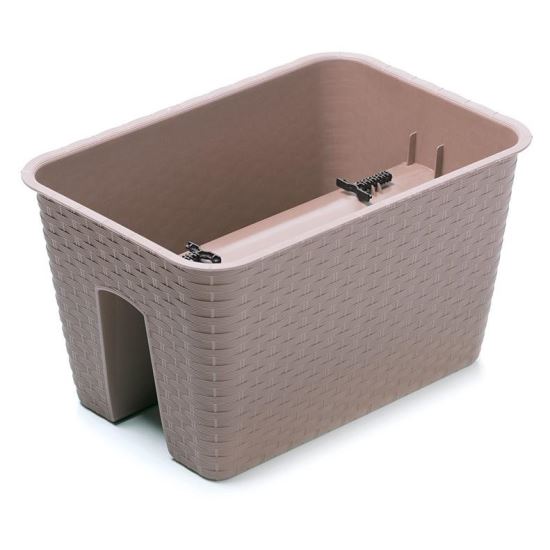 Vaso da fiori decorativo, rettangolare, per ringhiera, marrone, 39,6x27,2x22,5 cm, Ratolla Ringhiera