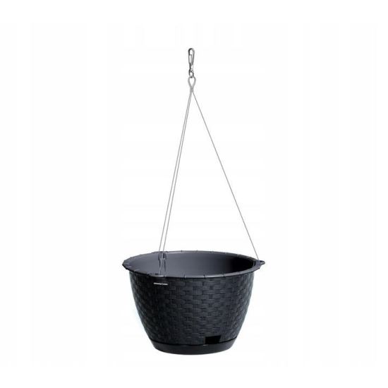 Vaso decorativo con catena, rotondo, antracite, 24,3x16 cm, Ratolla Round WS