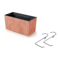 Fioriera decorativa, supporto in metallo, marrone, 58x18x19,5 cm, Urbi Case Beton Effect W