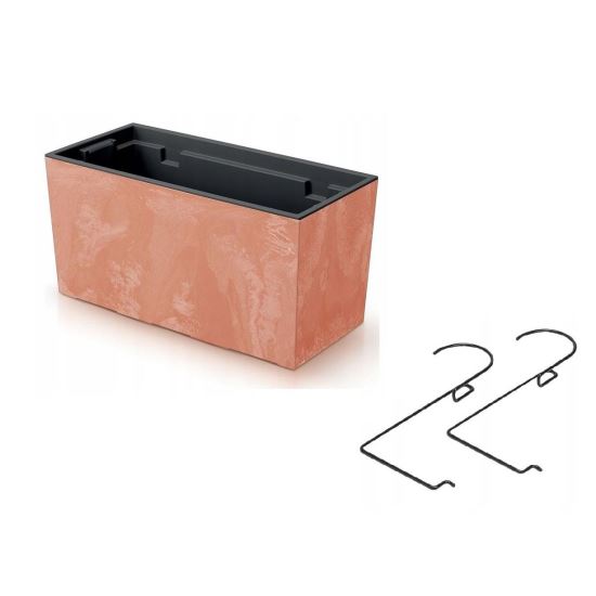 Fioriera decorativa, supporto in metallo, marrone, 58x18x19,5 cm, Urbi Case Beton Effect W