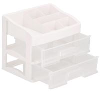 Organizer per cosmetici, plastica, 3 livelli, 2 cassetti, bianco, 30x25x34 cm, Springos