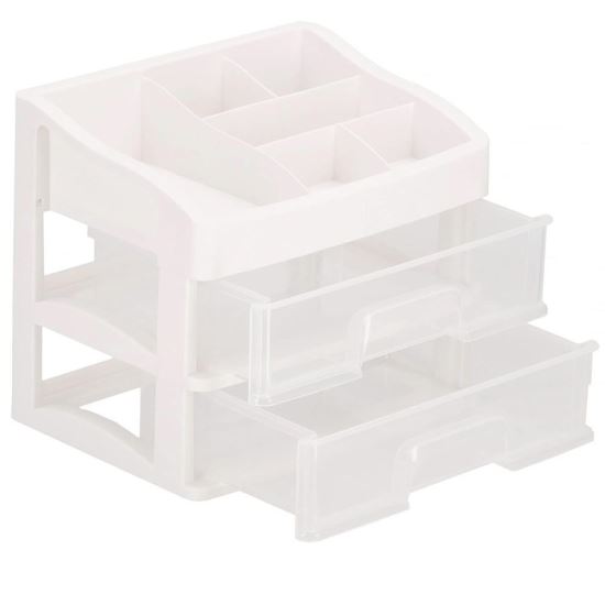 Organizer per cosmetici, plastica, 3 livelli, 2 cassetti, bianco, 30x25x34 cm, Springos