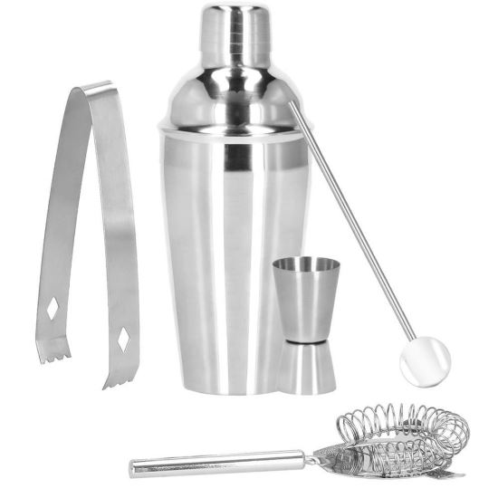 Kit für Barkeeper, Cocktailshaker, Edelstahl, 5-teilig, 550 ml, Springos