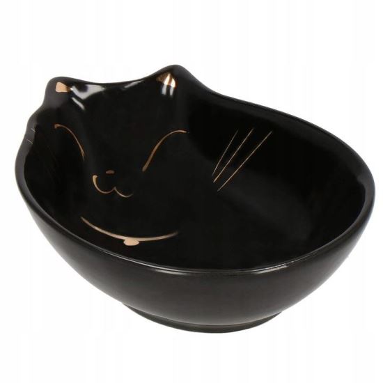 Ciotola, ciotola, per cane, gatto, ceramica, nera, modello gatto, 15x11x5 cm