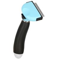 Spazzola, rifinitore, cura per cani e gatti, autopulente, blu e nero, 5 cm, Springos